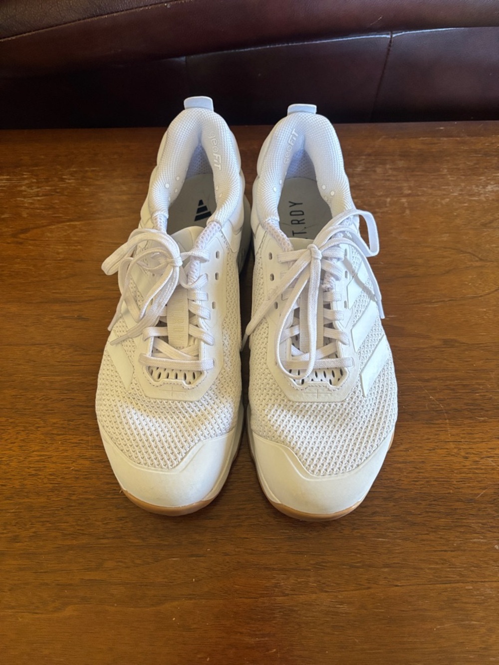 adidas Women's White Mesh Athletic Sneakers with Gum Outsole
